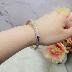Purple Flower Enamel Cloisonne Bracelet Bangle